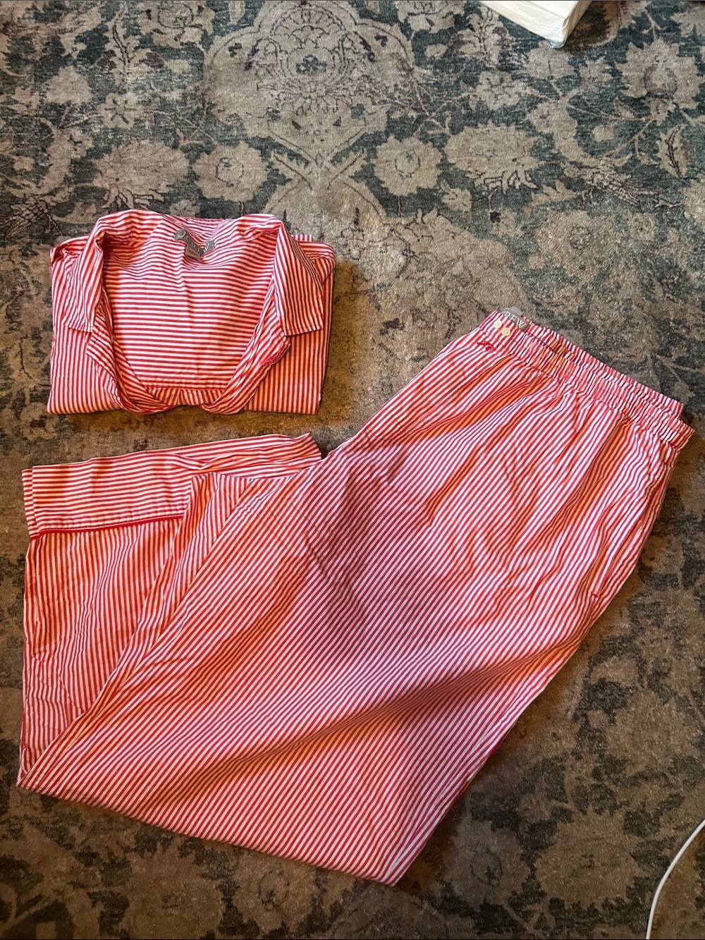 J. Crew Red and White Striped Pajama Set
